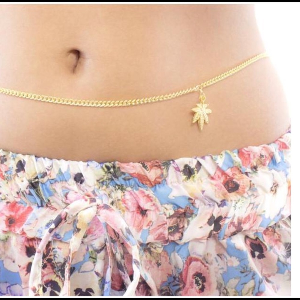 18k Gold Plated - Weed Leaf “Mary Jane” Bellychain